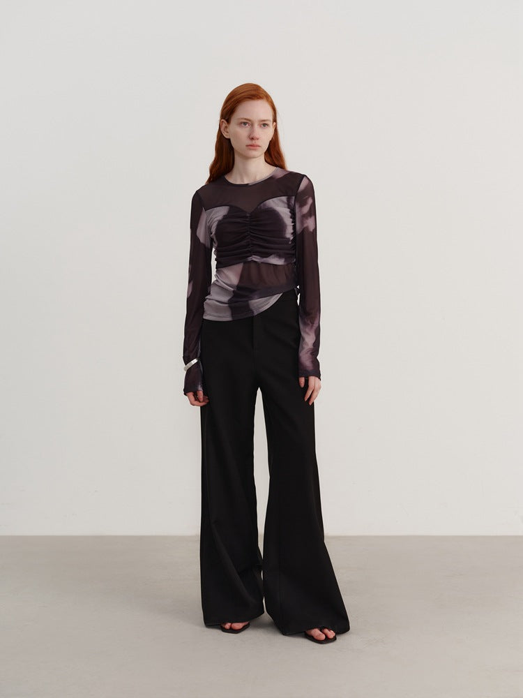 Casual tie-dye T-shirt met lange mouwen en kleurovergang