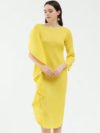 Hoogwaardige asymmetrische effen kleur patchworkjurk voor dames