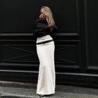 Stretch off-shoulder trui en lange rok set
