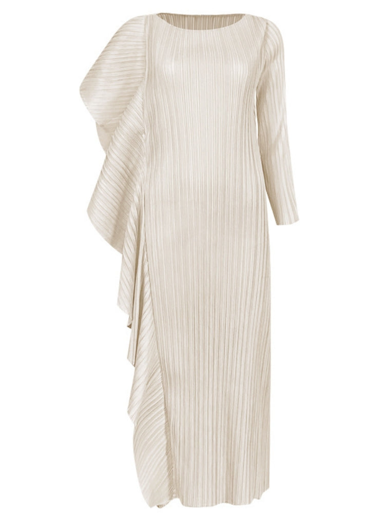 Hoogwaardige asymmetrische effen kleur patchworkjurk voor dames