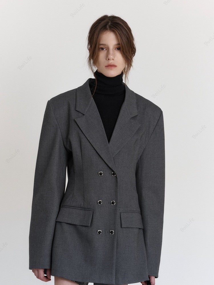 Casual wollen blazer met taillekoord