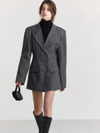 Casual wollen blazer met taillekoord