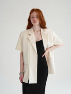 Op Frankrijk geïnspireerde blazer met ontspannen pasvorm en korte mouwen