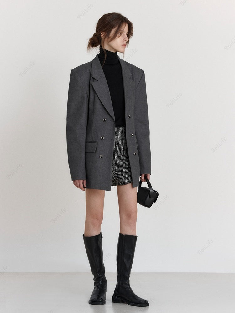 Casual wollen blazer met taillekoord
