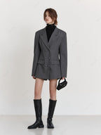 Casual wollen blazer met taillekoord