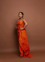 Kubiat Ankara Tube Jumpsuit | Orange African Print