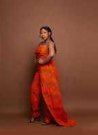 Kubiat Ankara Tube Jumpsuit | Orange African Print