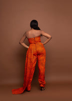 Kubiat Ankara Tube Jumpsuit | Orange African Print