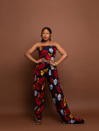 Koko Ankara Tube Jumpsuit | Red and White African Print