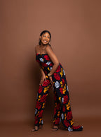 Koko Ankara Tube Jumpsuit | Red and White African Print