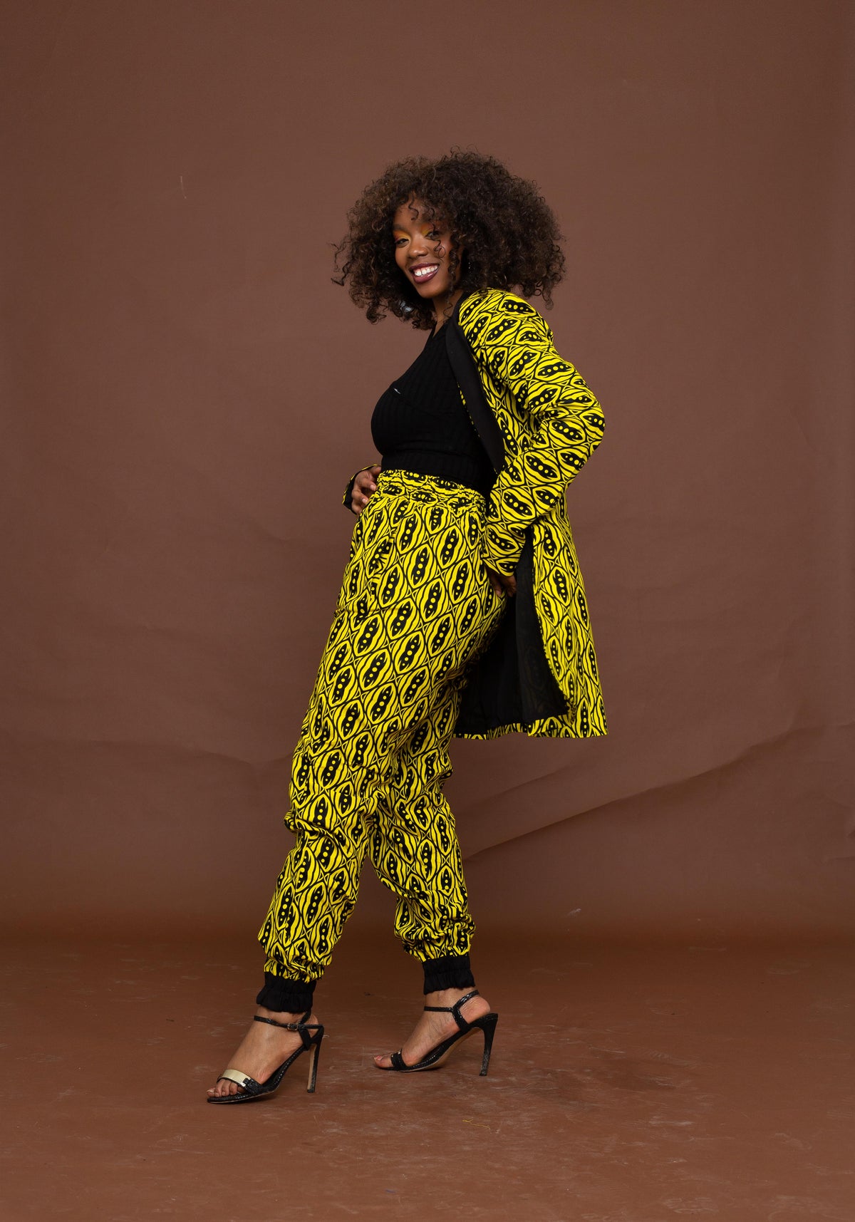 Astrid Ankara Long Jacket | Yellow African Print