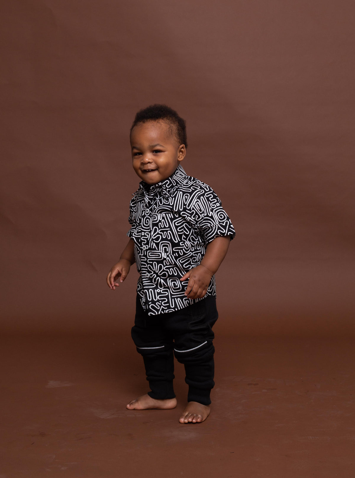 Sean Ankara Boy Shirt | Black and White African Print