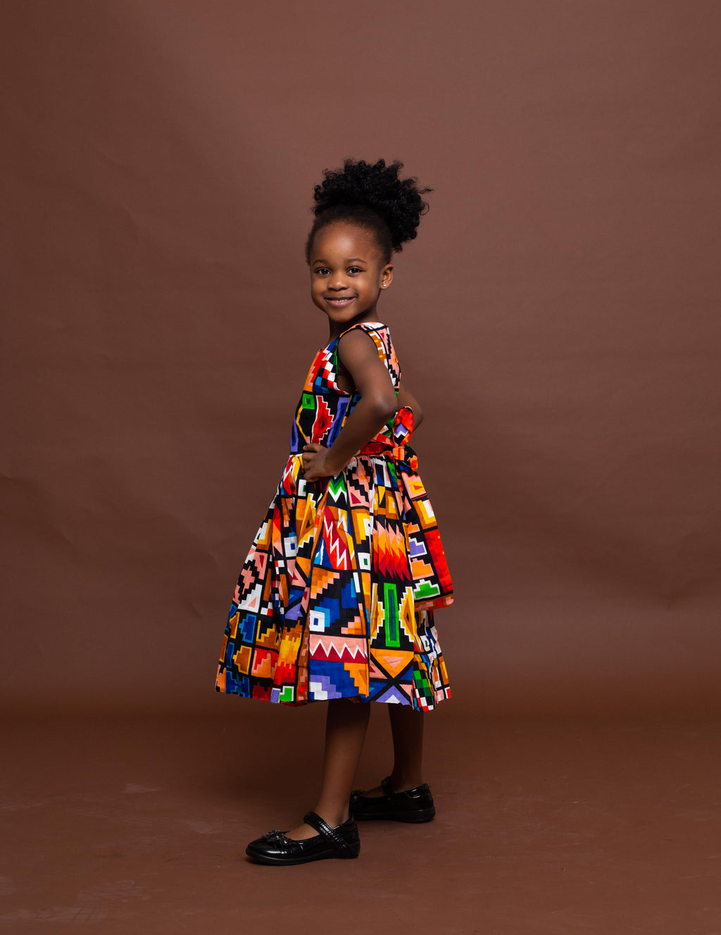 Frances  Ankara girls dress | Yellow and Blue Multicolored African Kente Tribal Print