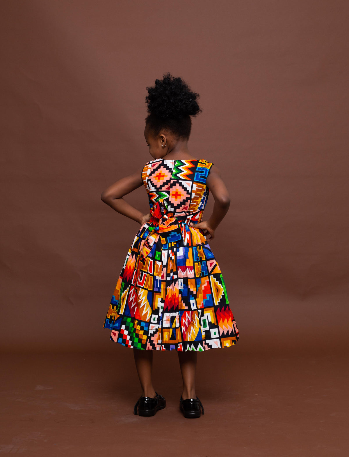Frances  Ankara girls dress | Yellow and Blue Multicolored African Kente Tribal Print