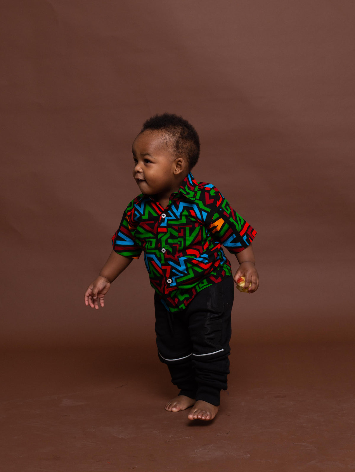 Francis Ankara Boy Shirt sleeve Shirt | Green and Red Multicolored African Print