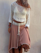 Sunny Meadow crop gebreide cover-up top