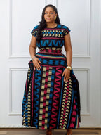 Meerlagige Afrikaanse print peplum maxi-jurk