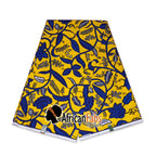 Afrikaanse hoofddoek / Vlisco headwrap - Geel / Blauwe leaftrail
