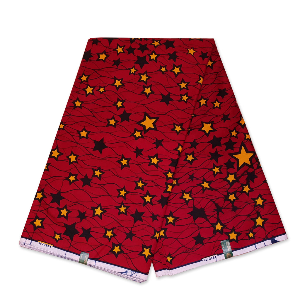 Afrikaanse hoofddoek / Vlisco headwrap - Rood / gele star
