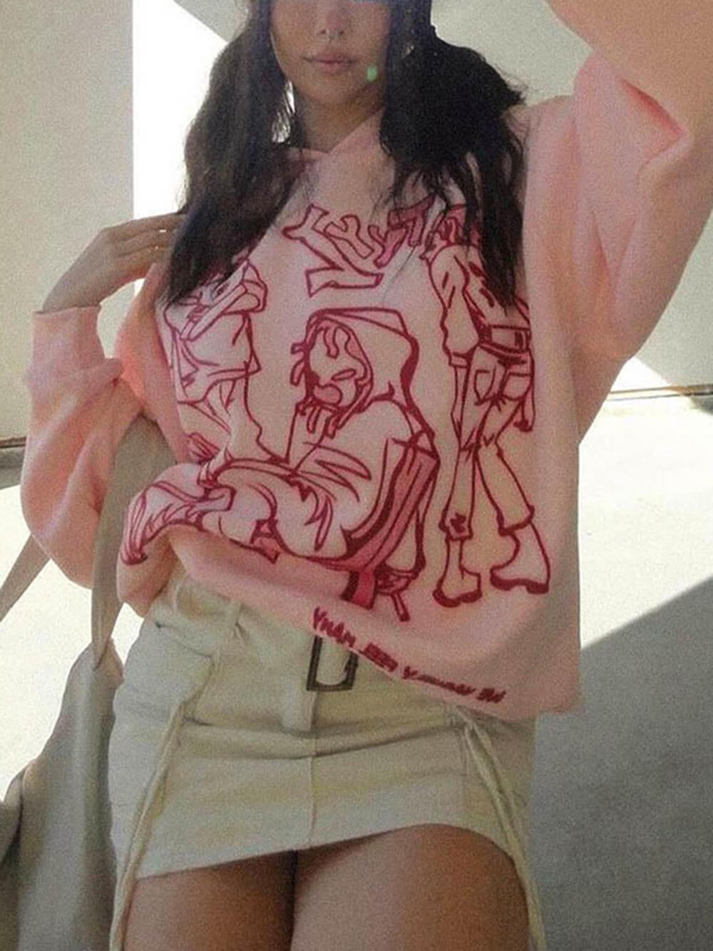Hoodie met stripfiguurprint
