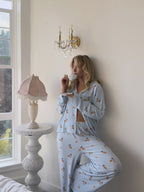 Pyjamaset met voedselprint - Blauw