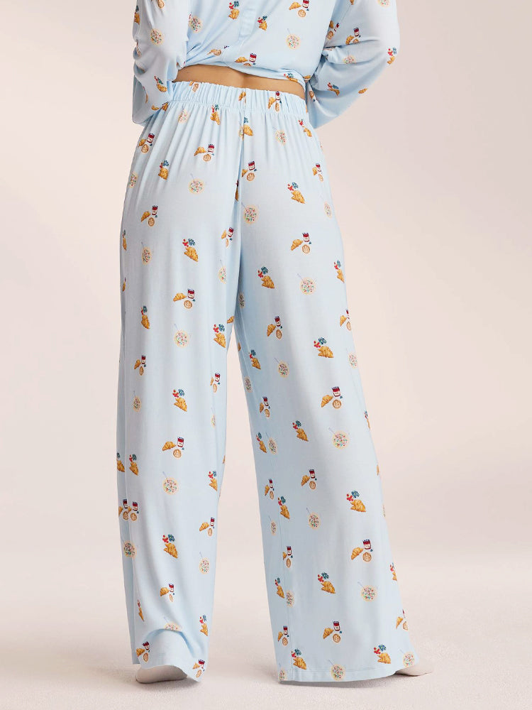 Pyjamaset met voedselprint - Blauw