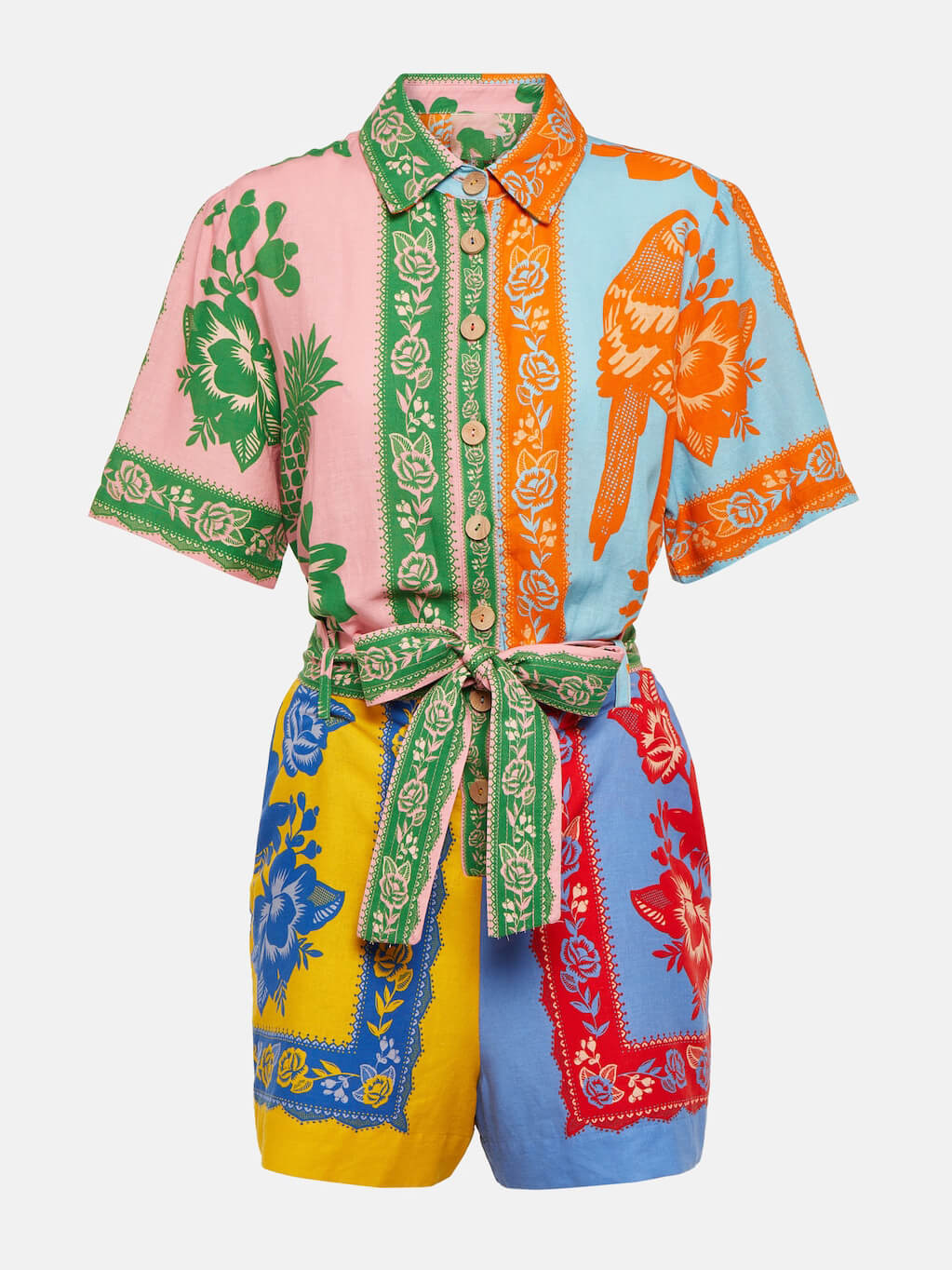 Unieke vintage bloemenprint jumpsuit met riem