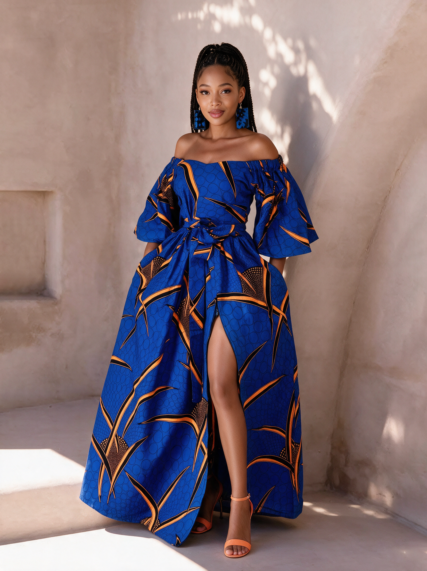 Toni Ankara Off Shoulder Maxi Dress lifestyle photo