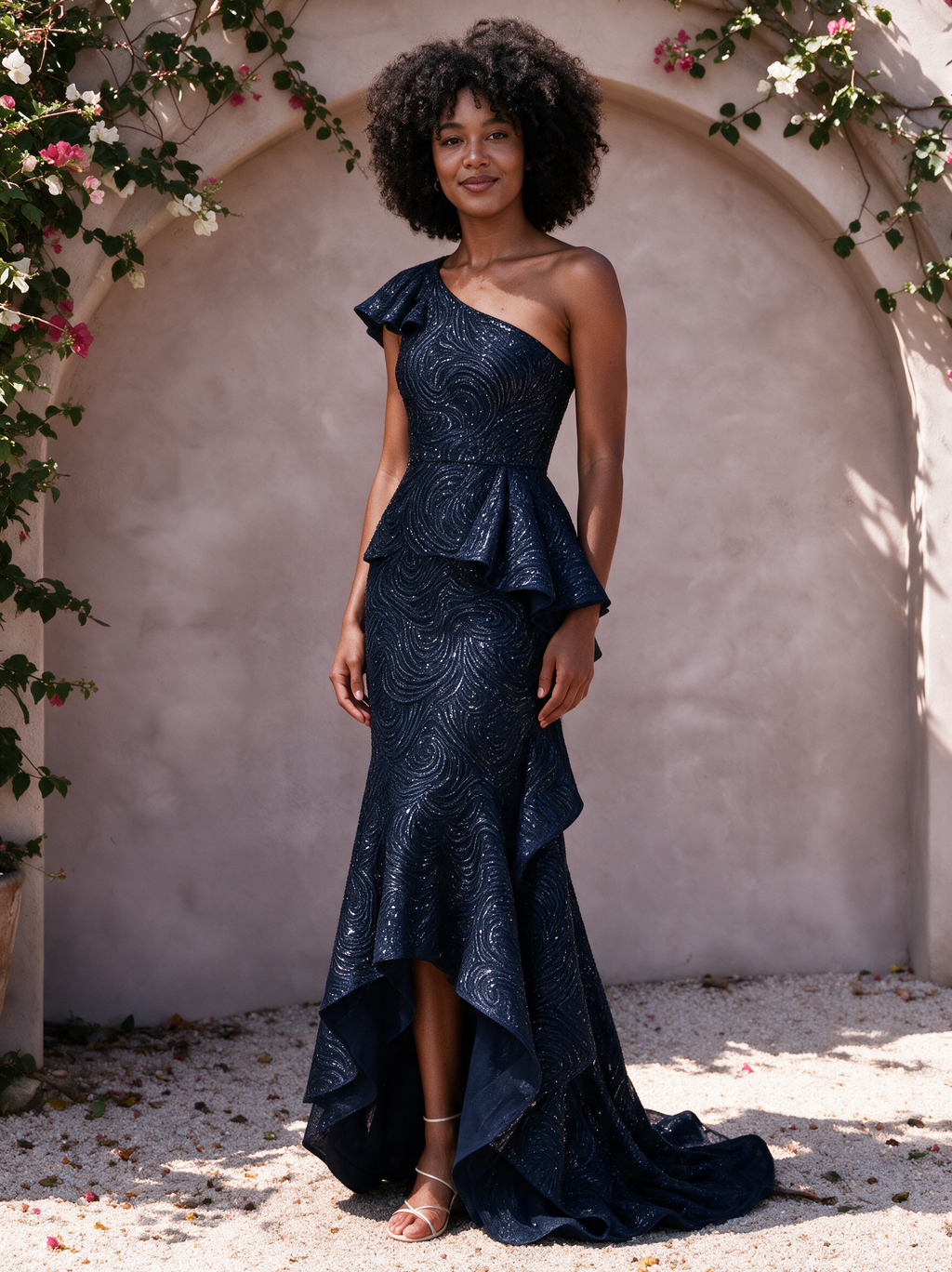 Aduke Navy Sequin One-Shoulder Maxi Dress lifestyle foto 5