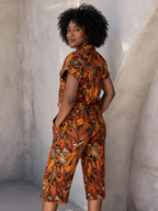 Berry Ankara Culottes | Orange and Black African Print