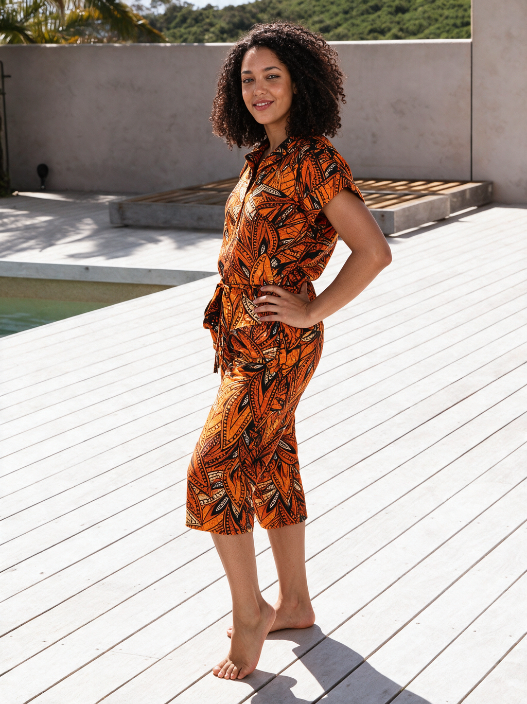 Berry Ankara Culottes | Orange and Black African Print