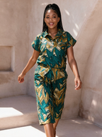 Berry Ankara Culottes | Teal and Gold African Print