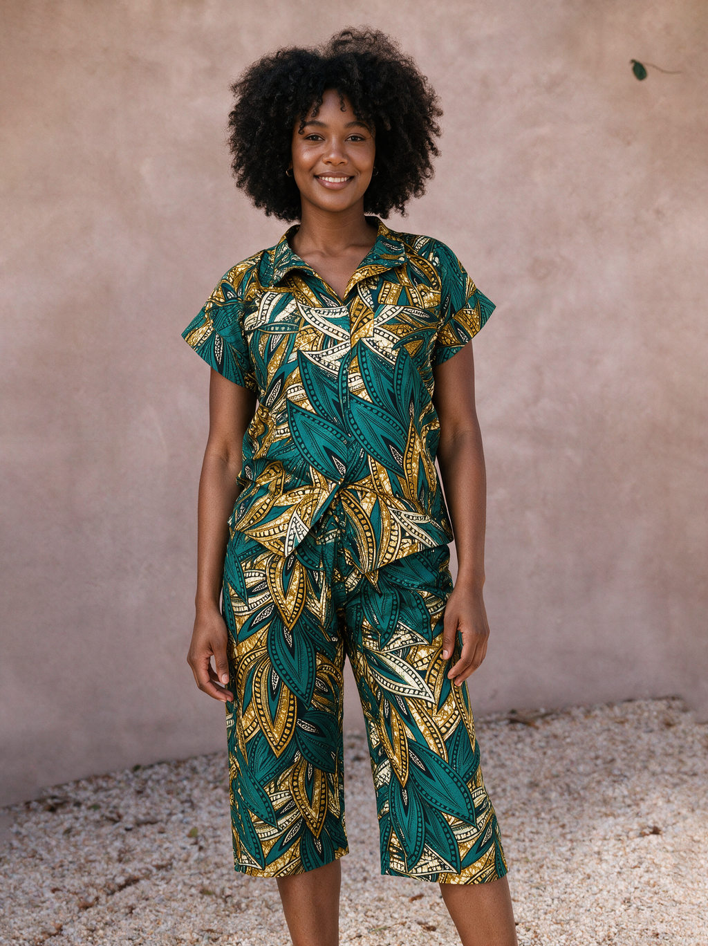 Berry Ankara Culottes | Teal and Gold African Print