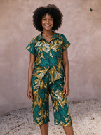 Berry Ankara Culottes | Teal and Gold African Print
