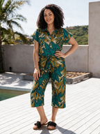 Berry Ankara Culottes | Teal and Gold African Print