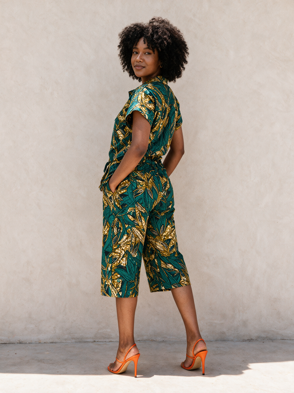 Berry Ankara Culottes | Teal and Gold African Print