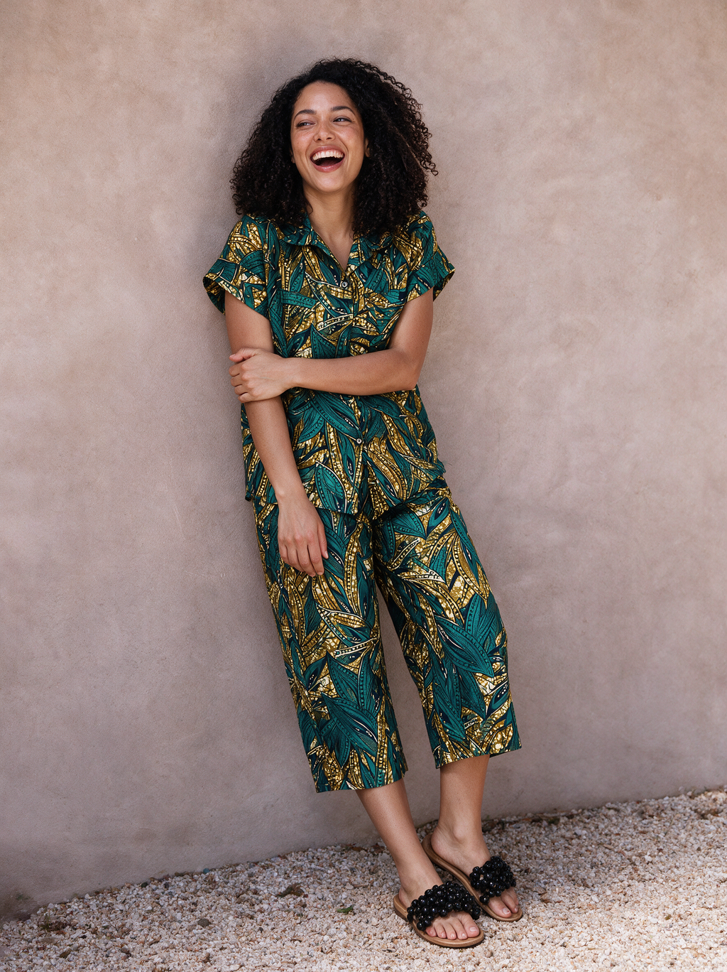 Berry Ankara Culottes | Teal and Gold African Print