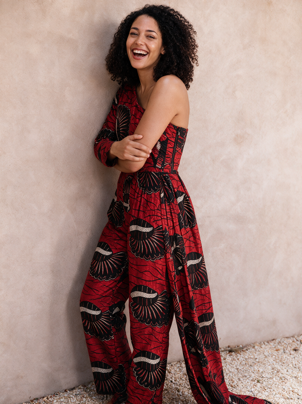 Ann Ankara Jumpsuit | Red and Black African Print