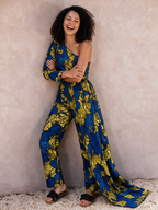 Ann Ankara Jumpsuit | Blue and Yellow African Print
