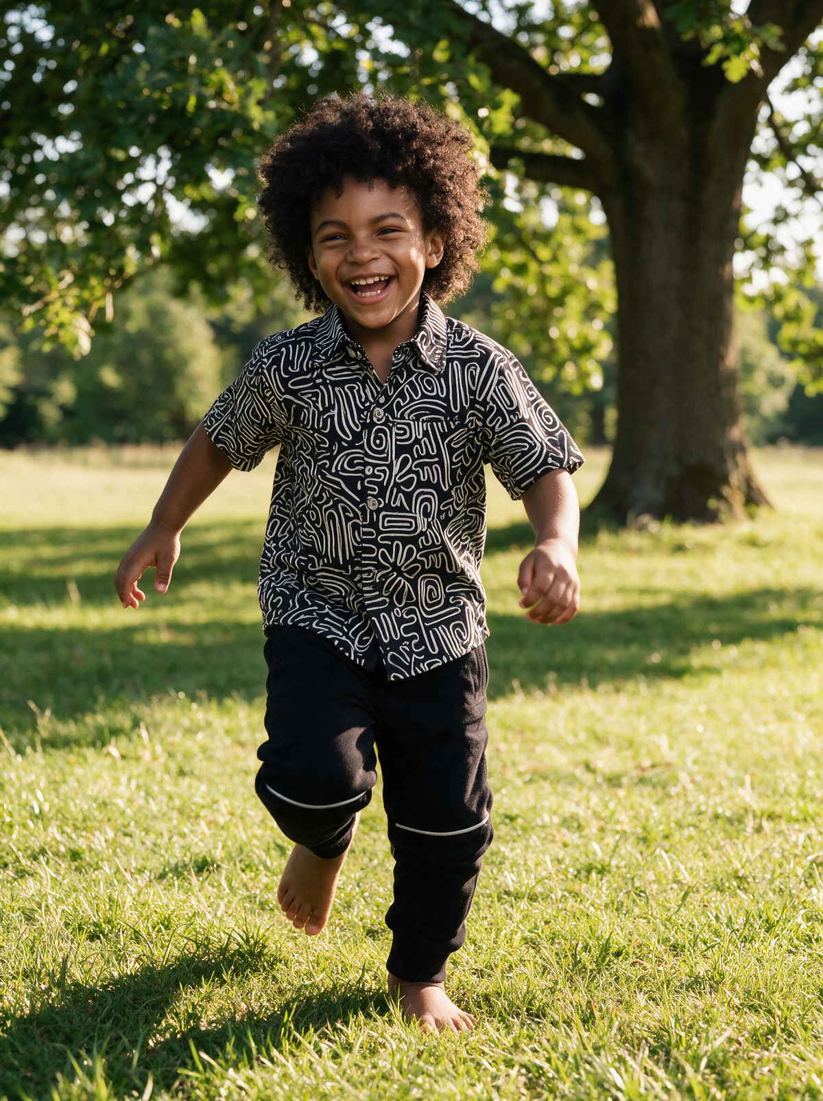 Sean Ankara Boy Shirt | Black and White African Print