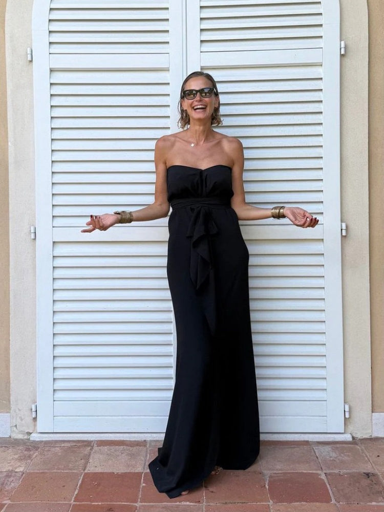 Vloeiende asymmetrische caftan met ceintuur