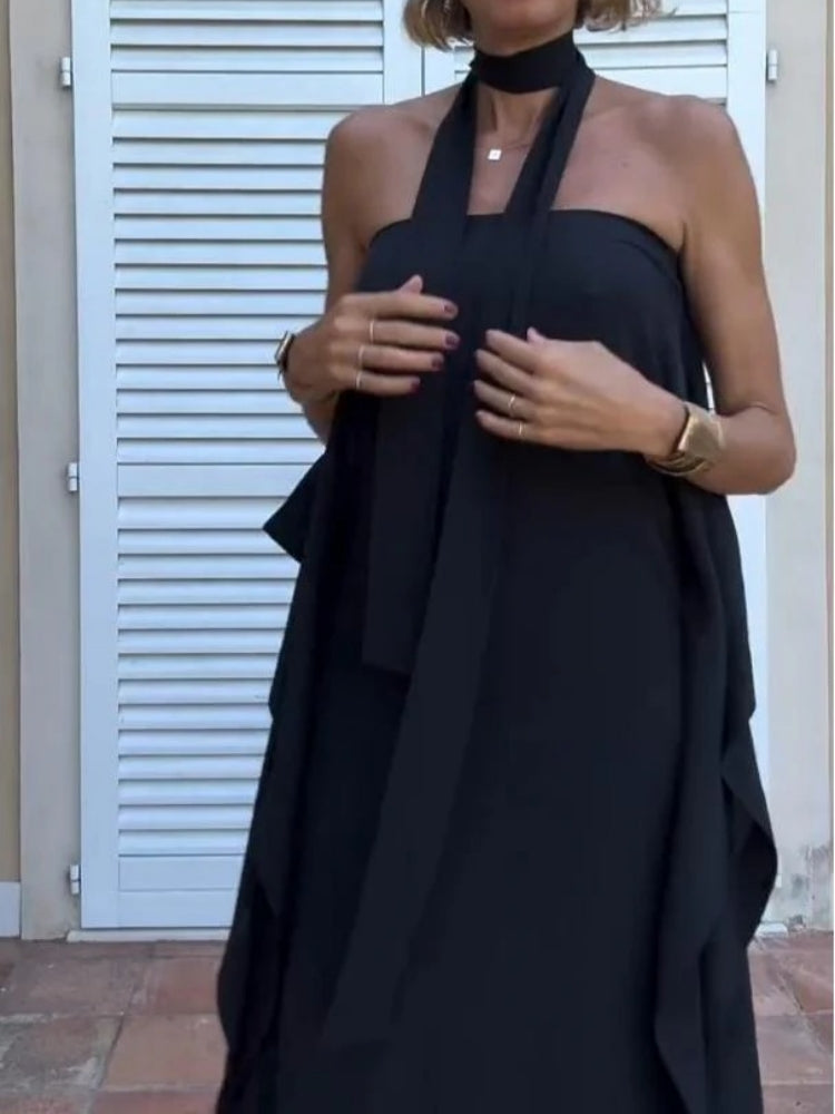 Vloeiende asymmetrische caftan met ceintuur