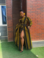 Demi Ankara Maxi Dress | Yellow and Black African Print
